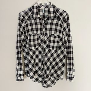 Free People Lace Up Cut Out Gauzy Flannel